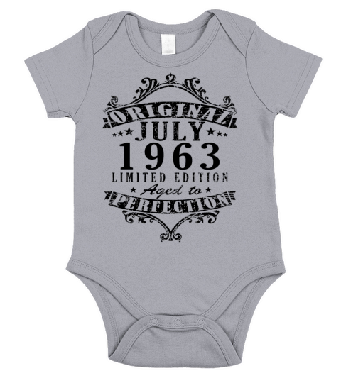 July 1963 vintage birthday gift 60 years Short Sleeve Baby One-Piece