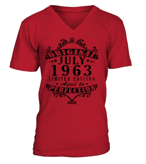 July 1963 vintage birthday gift 60 years V-Neck T-shirt