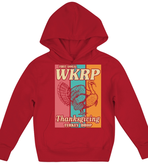 WKRP Turkey Drop Vintage Thanksgiving Cincinnati Kids Hoodie