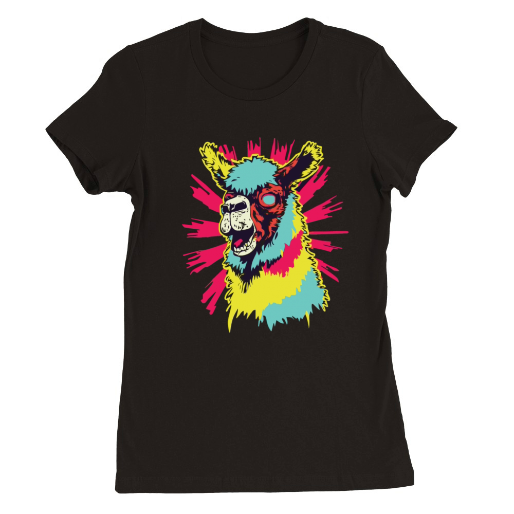 Horror Scary Zombie Alpaca Premium Womens Crewneck T-shirt