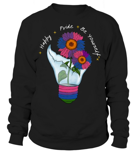 LGBTQ Bisexual Flag Sunflowers in a Light Bulb Sweatshirt Unisex