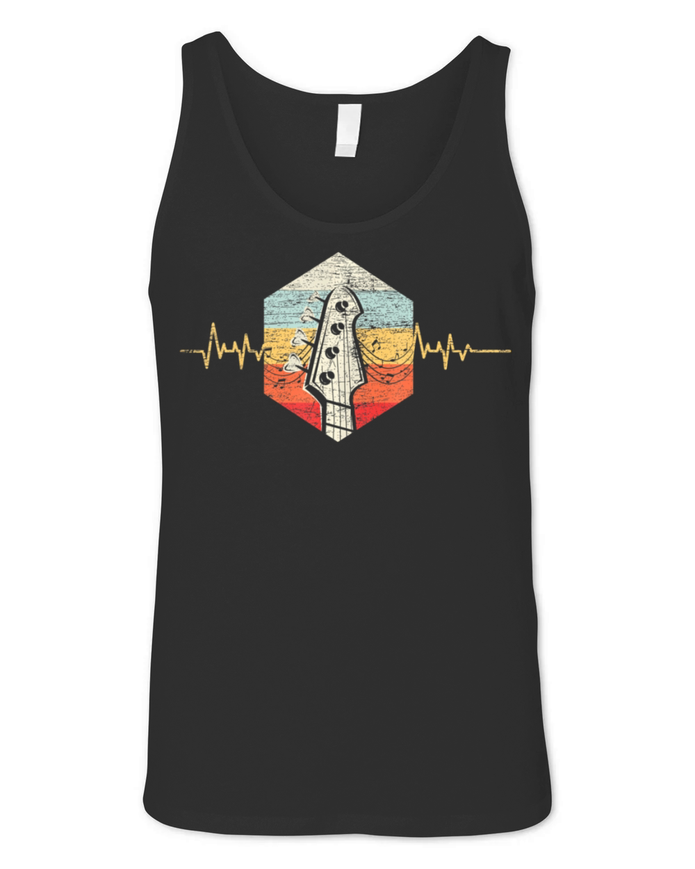 Bassist Musician Retro Heartbeat Bass Guitar Unisex Jersey Tank