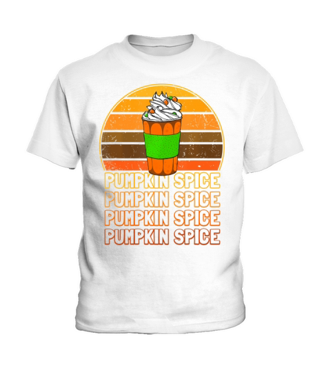 Retro Vintage Pumpkin Spice Latte Coffee Lover Kids T-Shirt