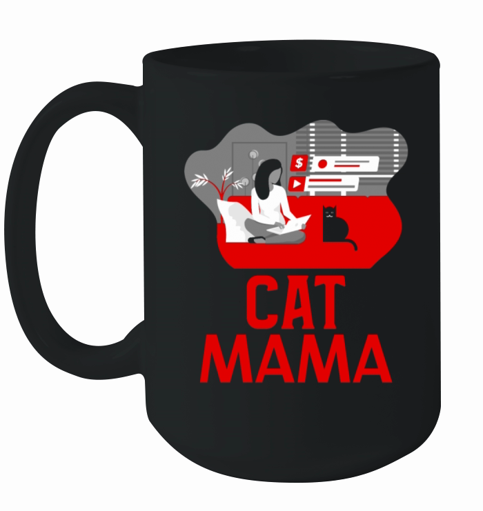 Retro Funny Vintage 80s Style Distressed Cat Mom Ceramic Mug