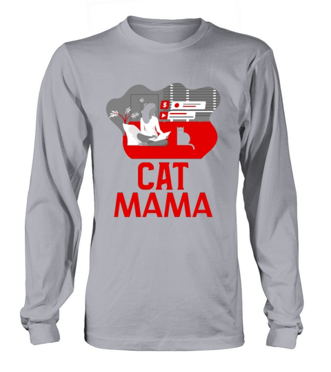 Retro Funny Vintage 80s Style Distressed Cat Mom Long sleeved Unisex