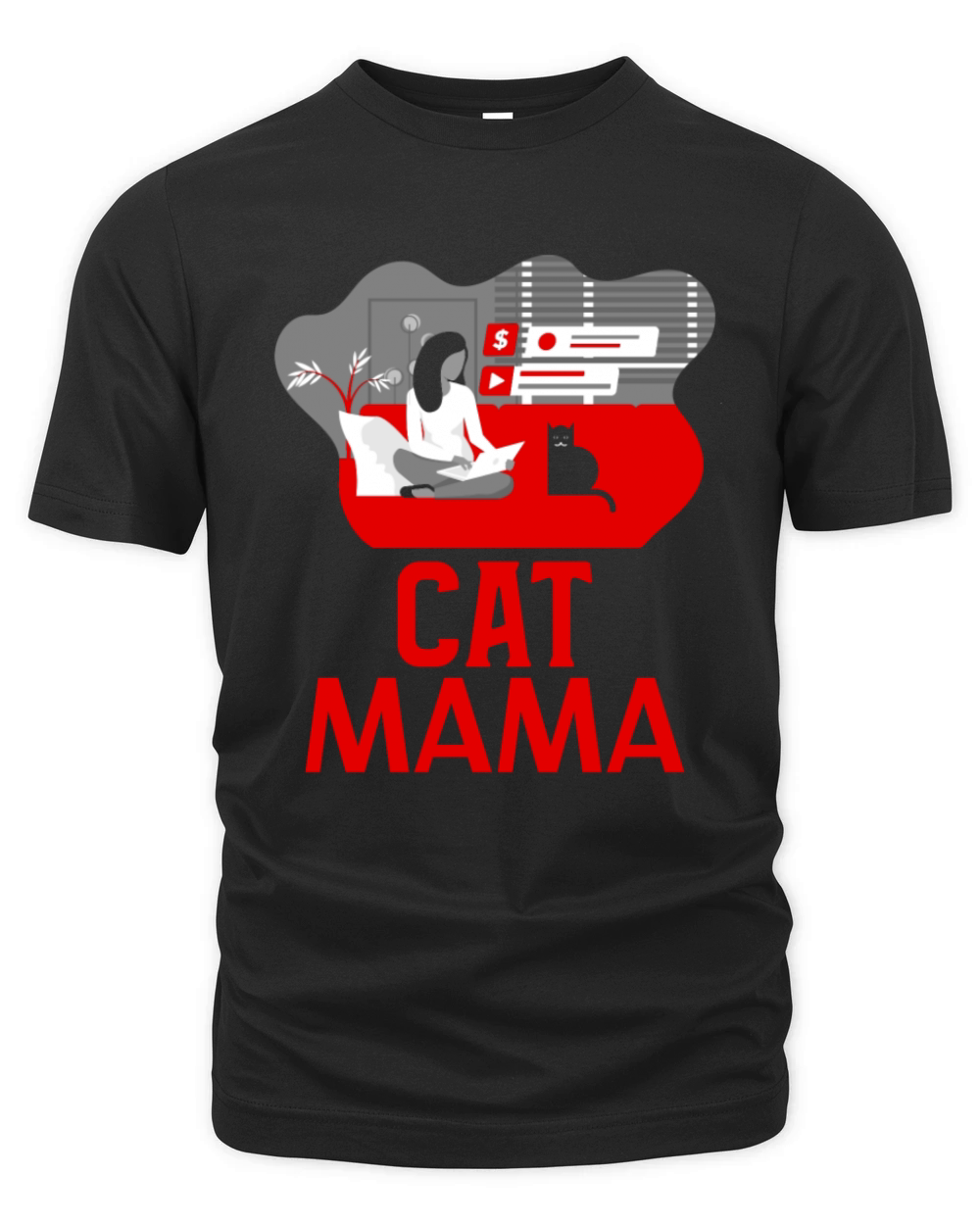 Retro Funny Vintage 80s Style Distressed Cat Mom Organic Unisex T-shirt