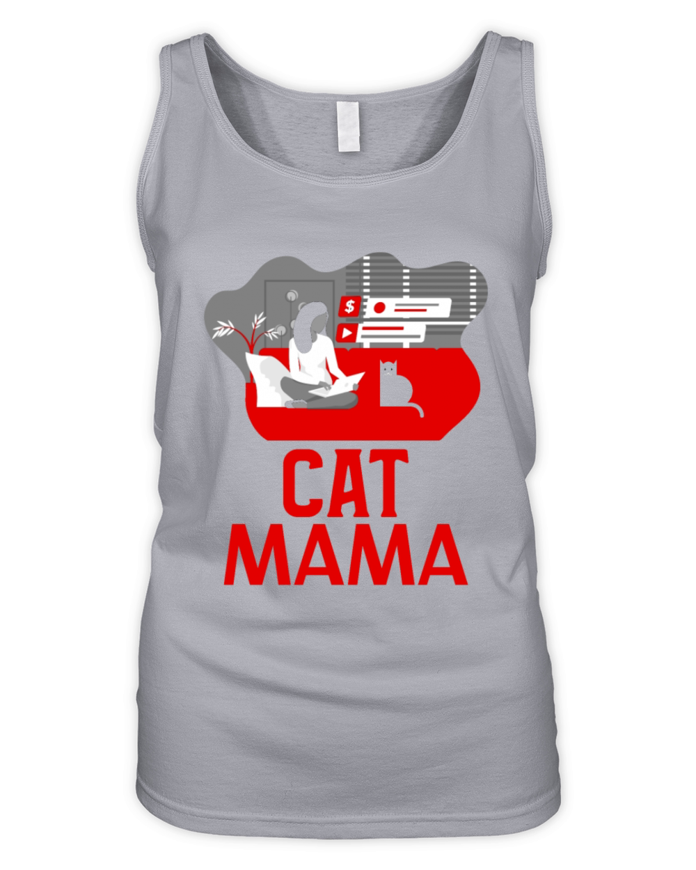 Retro Funny Vintage 80s Style Distressed Cat Mom Organic Women's Tank Top