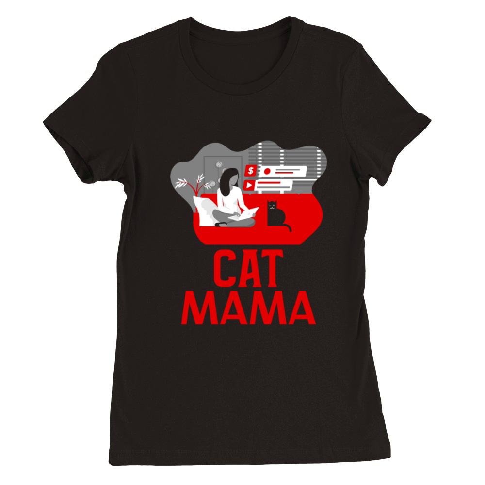 Retro Funny Vintage 80s Style Distressed Cat Mom Premium Womens Crewneck T-shirt