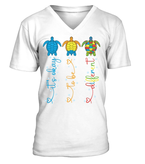 Autism Awareness Its Ok To Be Different Sea Turtle V-Neck T-shirt