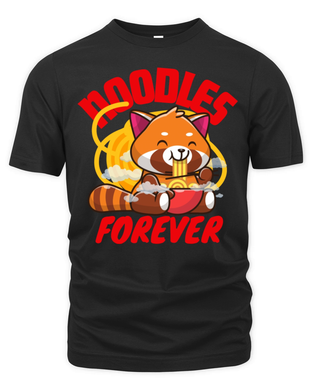 Red Panda Eating Noodles Forever Organic Unisex T-shirt