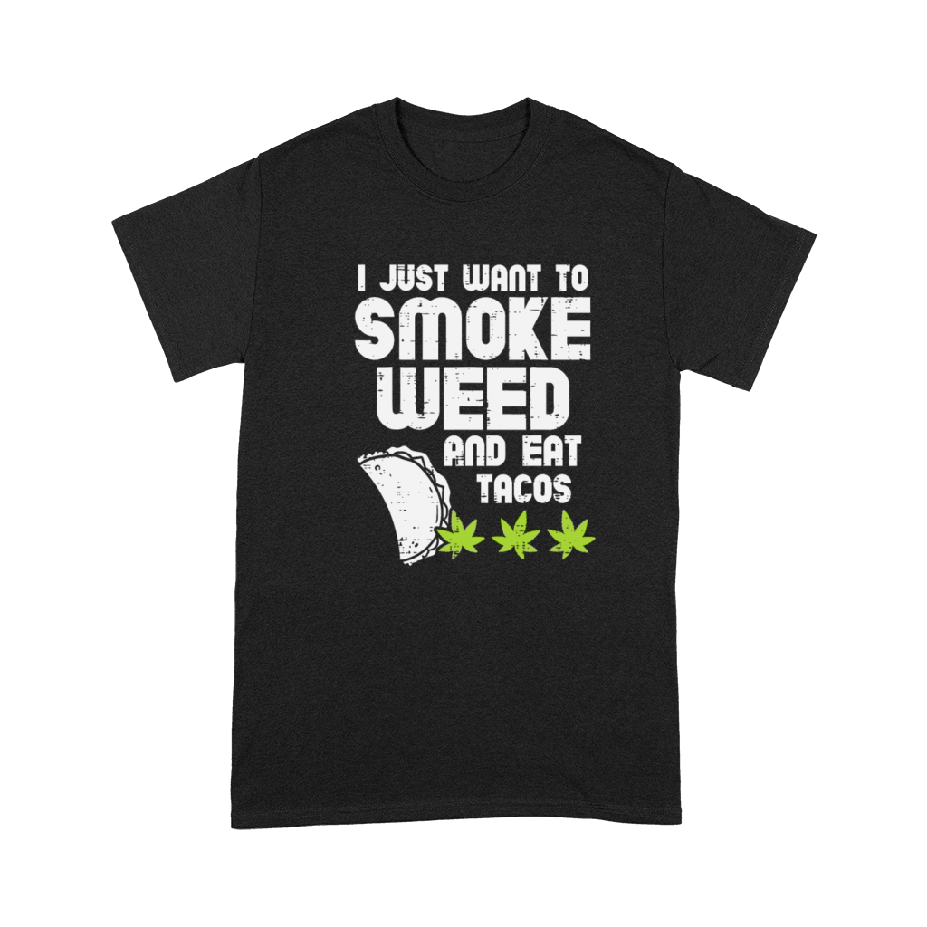 Smoke Weed Eat Tacos Funny Cinco De Mayo Cannabis Premium T-shirt