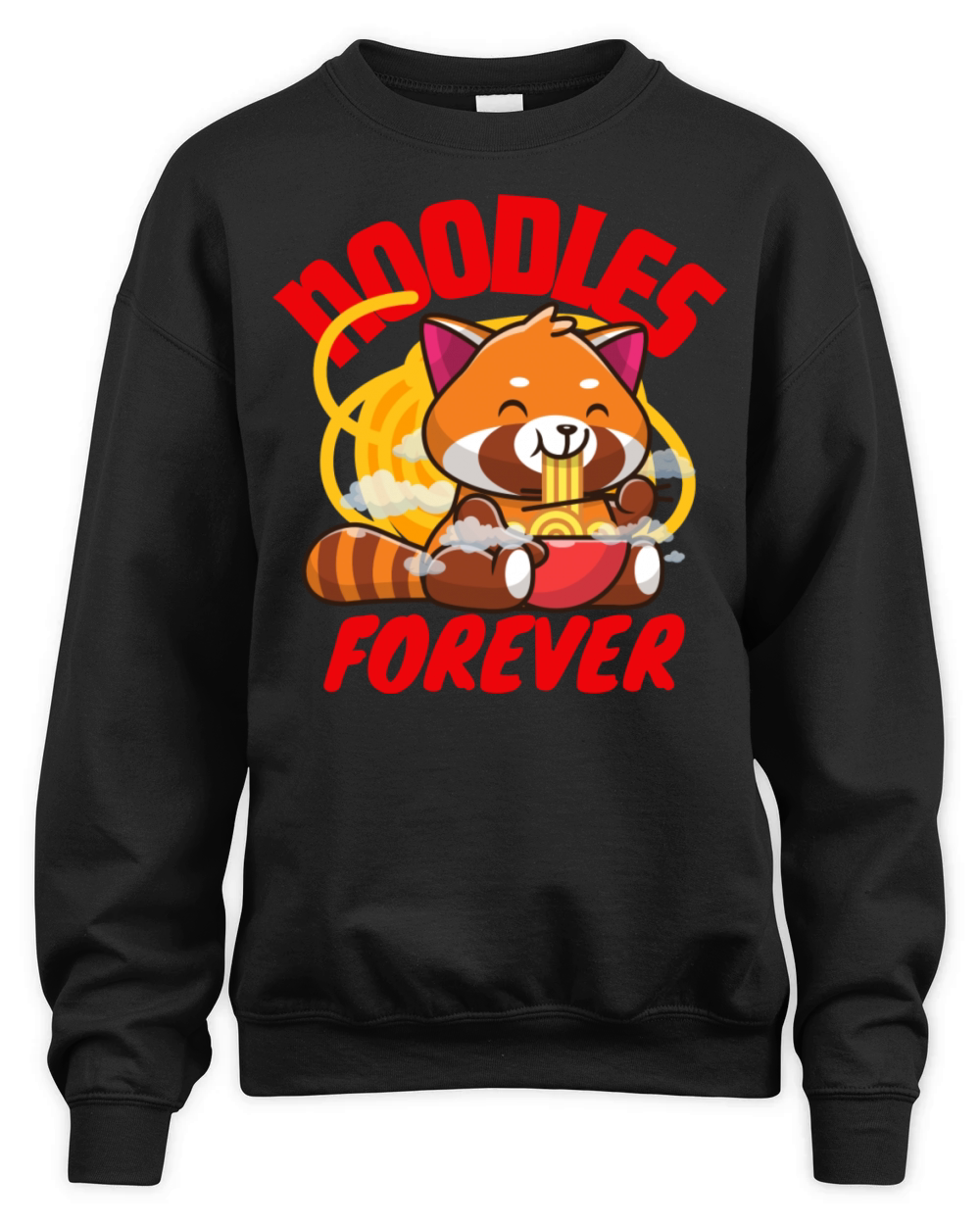 Red Panda Eating Noodles Forever Unisex Premium Crewneck Sweatshirt