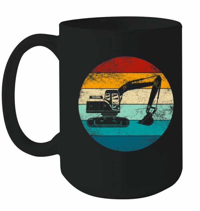 Excavator Retro Style Vintage Construction Worker Ceramic Mug