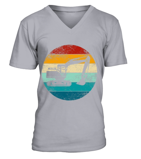 Excavator Retro Style Vintage Construction Worker V-Neck T-shirt