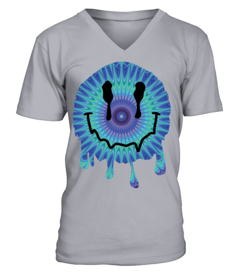Psychedelic Smile Face Melting Trippy V-Neck T-shirt