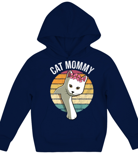 Retro Vintage Cat Mommy Funny Mothers Day Gift Kids Hoodie