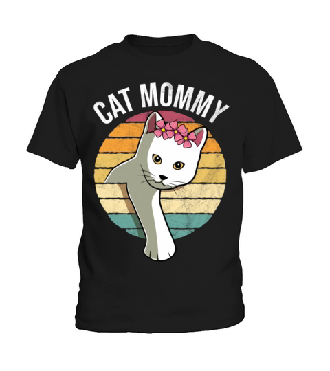 Retro Vintage Cat Mommy Funny Mothers Day Gift Kids T-Shirt