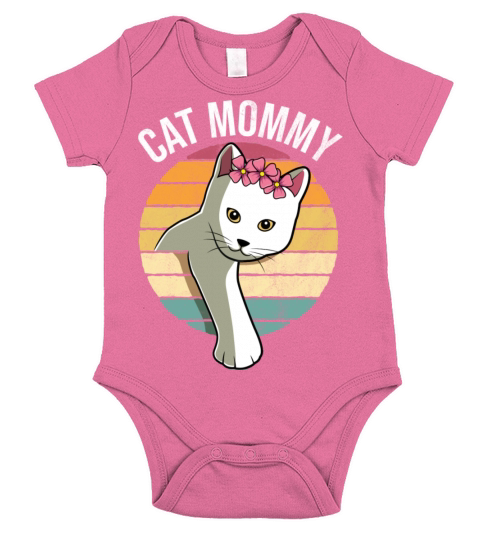 Retro Vintage Cat Mommy Funny Mothers Day Gift Short Sleeve Baby One-Piece