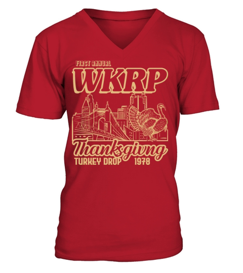 Thanksgiving Turkey Drop Cincinnati 1978 Vintage V-Neck T-shirt