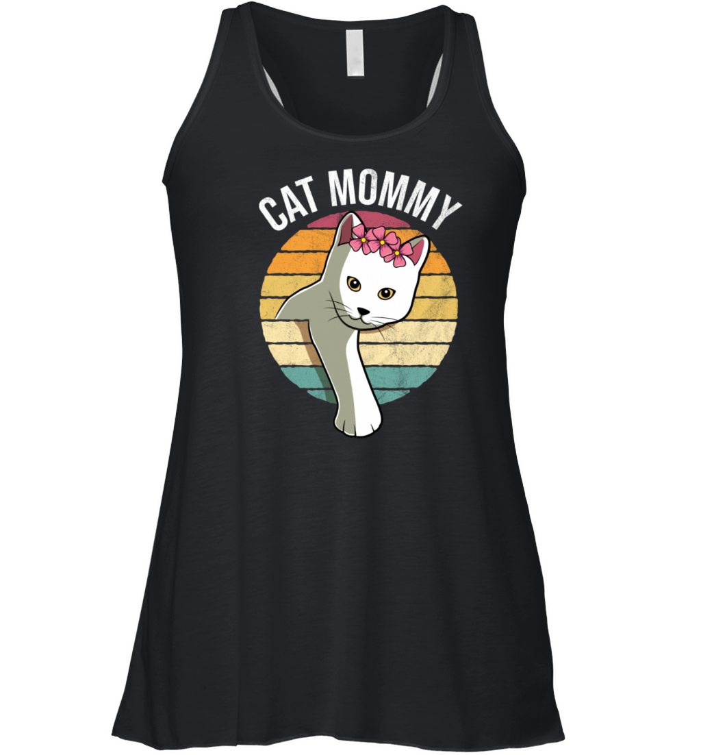 Retro Vintage Cat Mommy Funny Mothers Day Gift Women's Flowy Tank Top