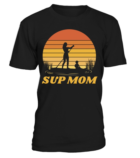 Retro Sunset Paddleboard Mom Silhouette T-Shirt Unisex