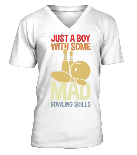 Funny Bowling Boy V-Neck T-shirt