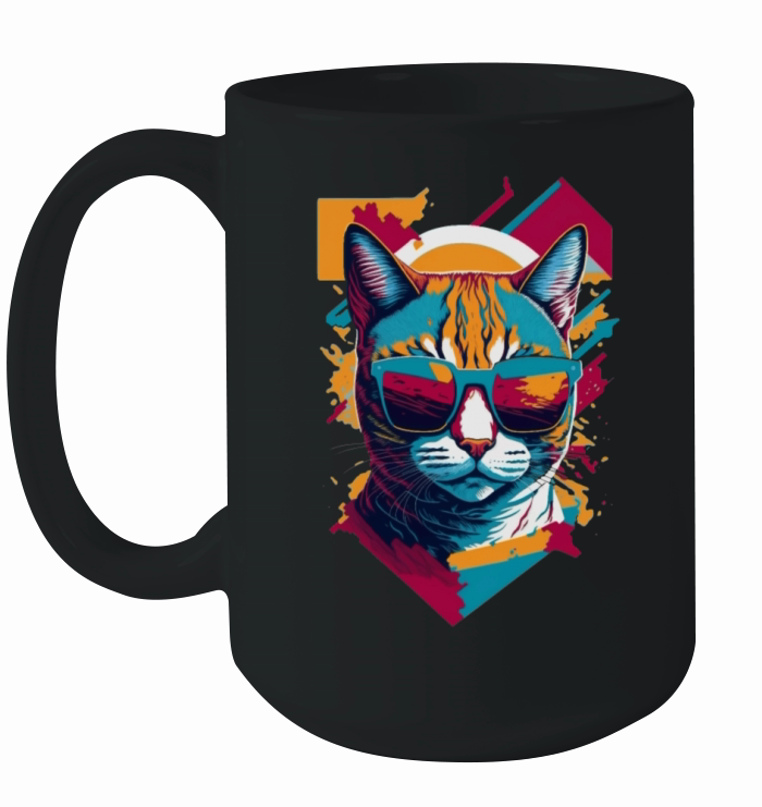 Vintage Vibes and Feline Flair Retro Cool Cat Ceramic Mug