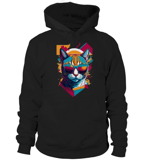 Vintage Vibes and Feline Flair Retro Cool Cat Hoodie Unisex