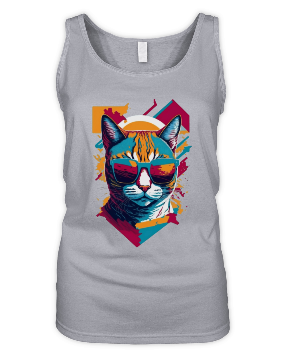 Vintage Vibes and Feline Flair Retro Cool Cat Organic Women's Tank Top