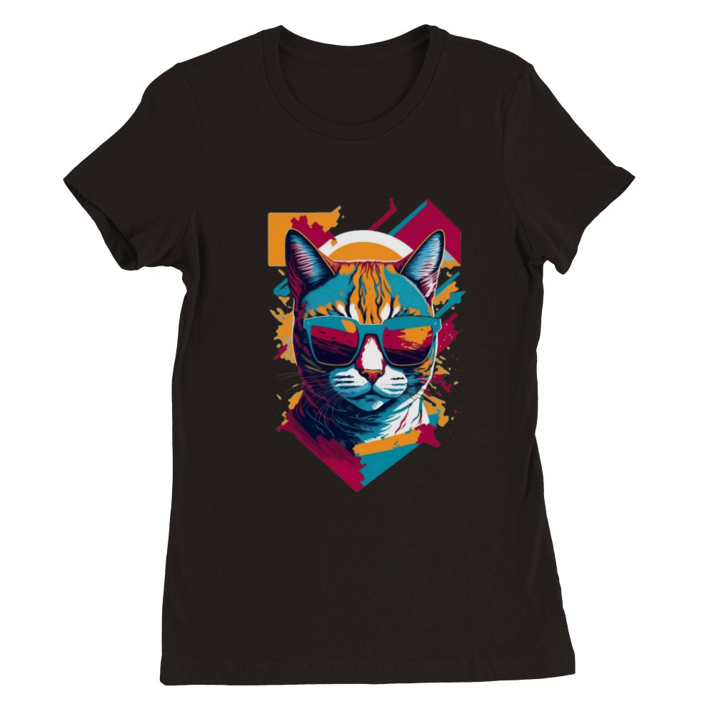 Vintage Vibes and Feline Flair Retro Cool Cat Premium Womens Crewneck T-shirt