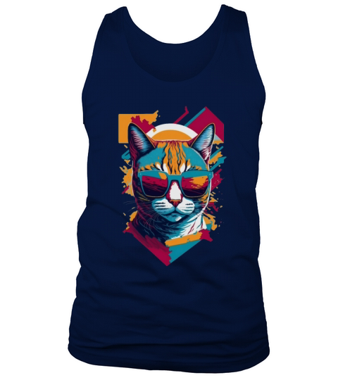 Vintage Vibes and Feline Flair Retro Cool Cat Tank Top Unisex