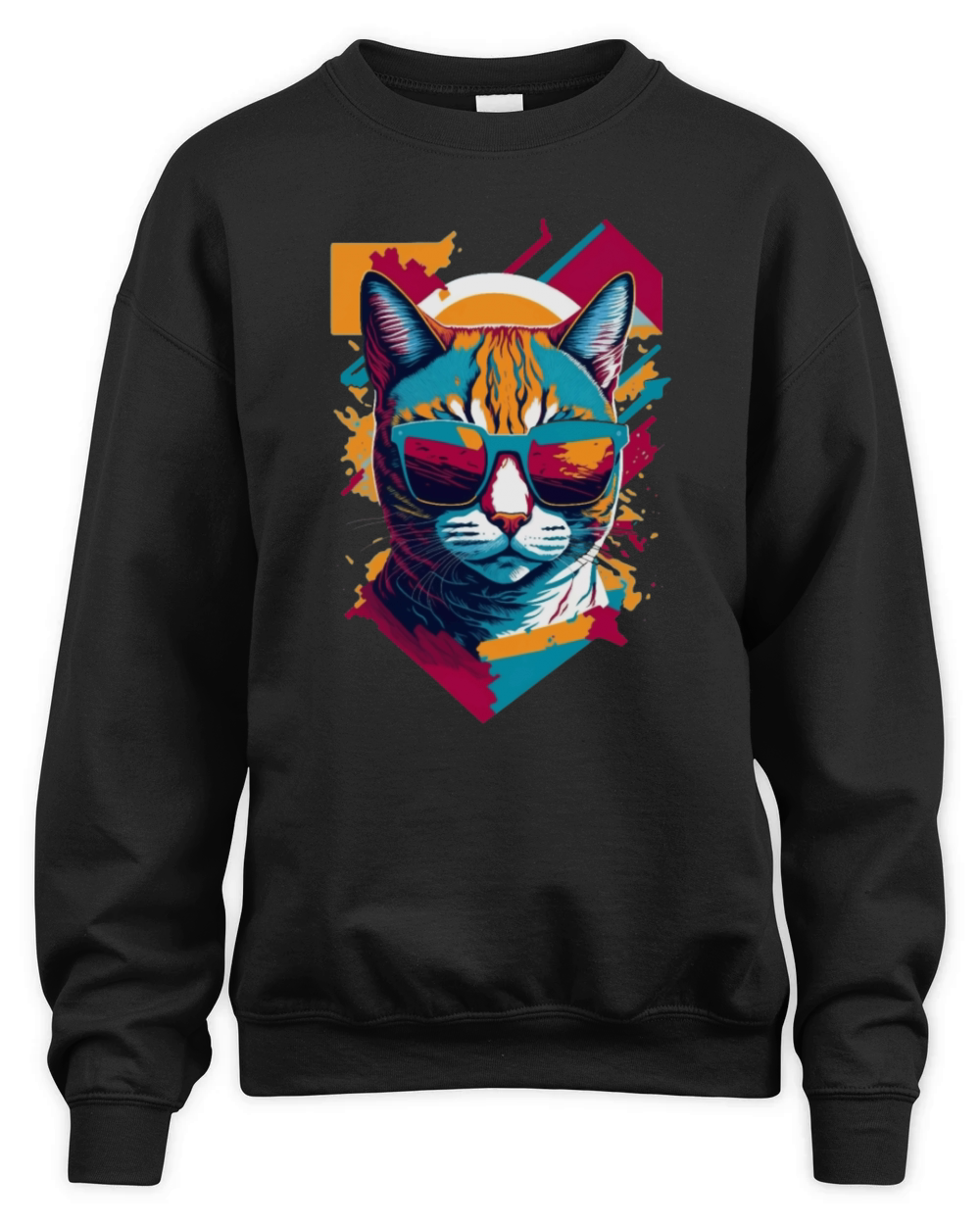 Vintage Vibes and Feline Flair Retro Cool Cat Unisex Premium Crewneck Sweatshirt
