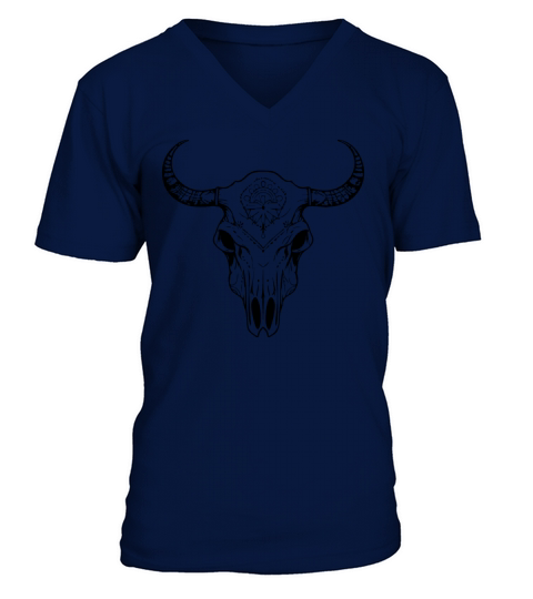 Cow Skull Boho V-Neck T-shirt