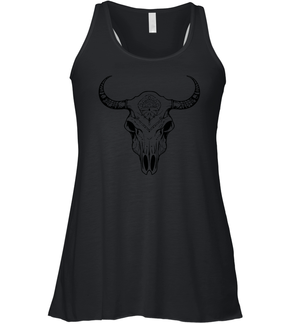 Cow Skull Boho Women's Flowy Tank Top
