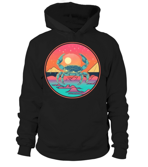 Retro Style 80s 90s Vintage Crab Lovers Hoodie Unisex