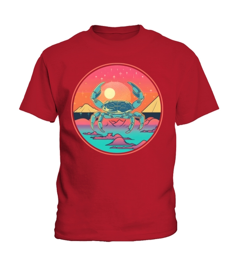 Retro Style 80s 90s Vintage Crab Lovers Kids T-Shirt