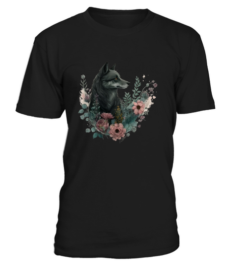 Colorful Wolf with Flowers T-Shirt Unisex