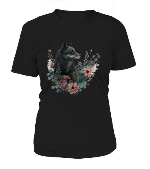 Colorful Wolf with Flowers Women's T-Shirt