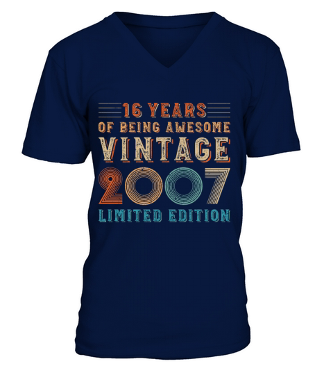 16 years of being awesome vintage 2007 limited edi V-Neck T-shirt