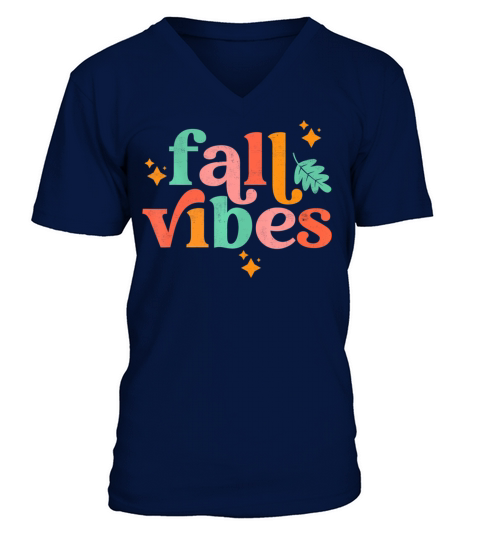 Fall Vibes Vintage Style Leaves Autumn Season V-Neck T-shirt
