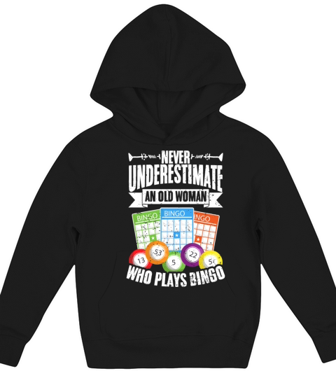 Never Underestimate An Old Woman Vintage Bingo Kids Hoodie