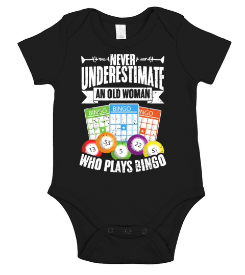 Never Underestimate An Old Woman Vintage Bingo Short Sleeve Baby One-Piece
