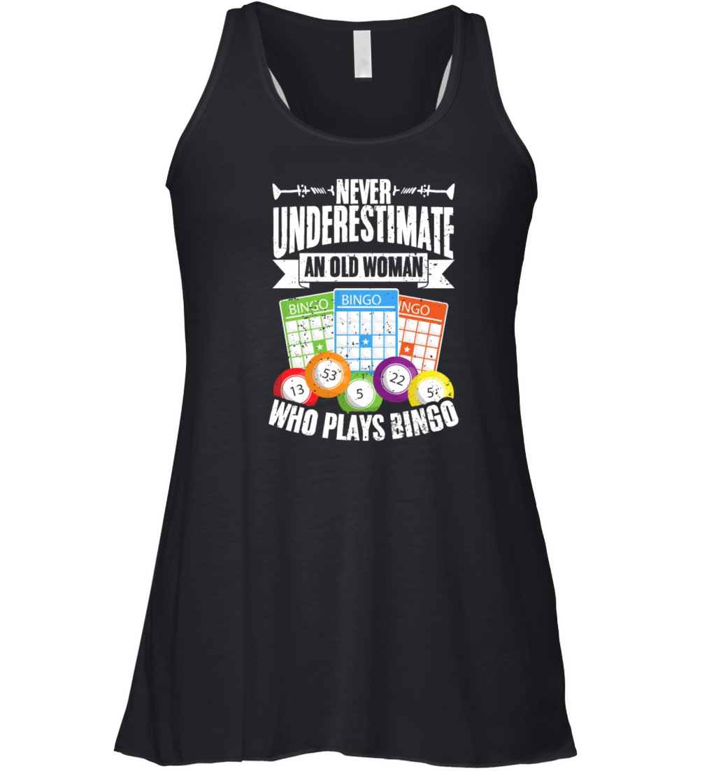 Never Underestimate An Old Woman Vintage Bingo Women's Flowy Tank Top