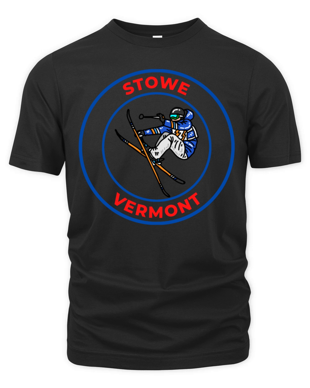 Retro Skiing in Stowe Vermont Holiday Souvenir Organic Unisex T-shirt
