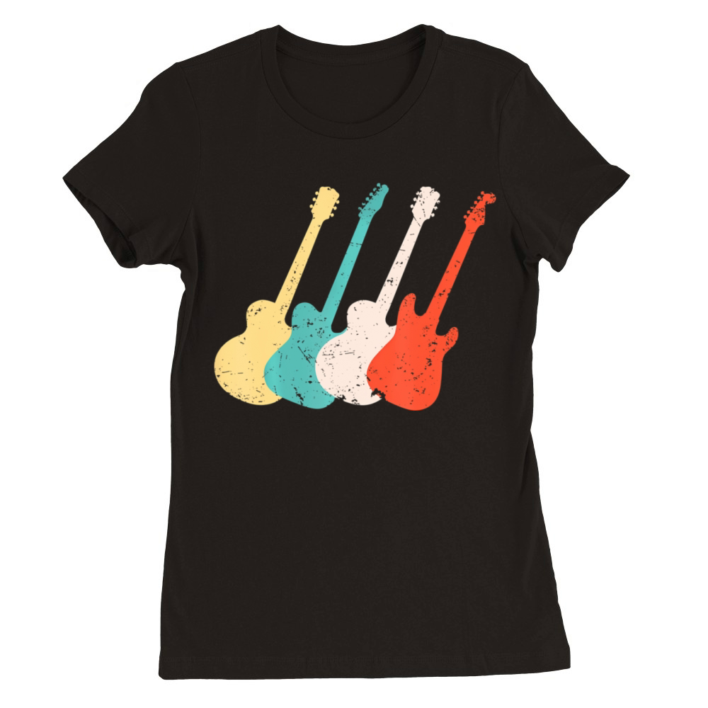 Cool Vintage Guitar Art Guitarist Guitar Lover Premium Womens Crewneck T-shirt