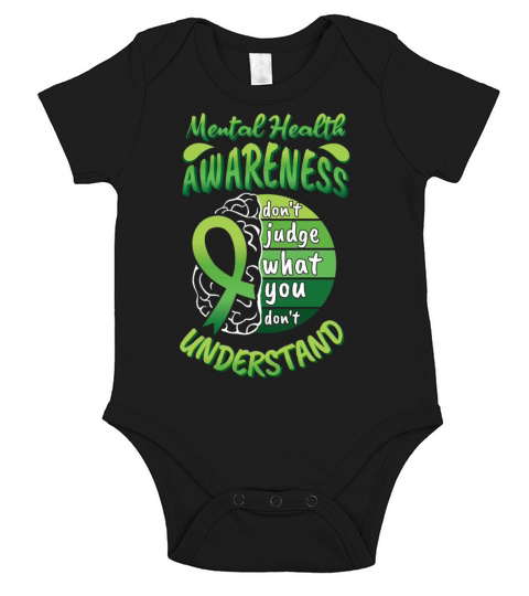 Brain May Green Mental Health Awareness Month Short Sleeve Baby One-Piece