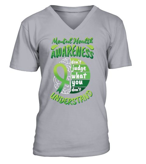Brain May Green Mental Health Awareness Month V-Neck T-shirt