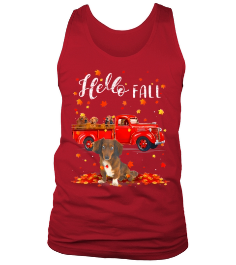 Maple Dachshund Dog Leaf Fall Autumn Red Truck Tank Top Unisex