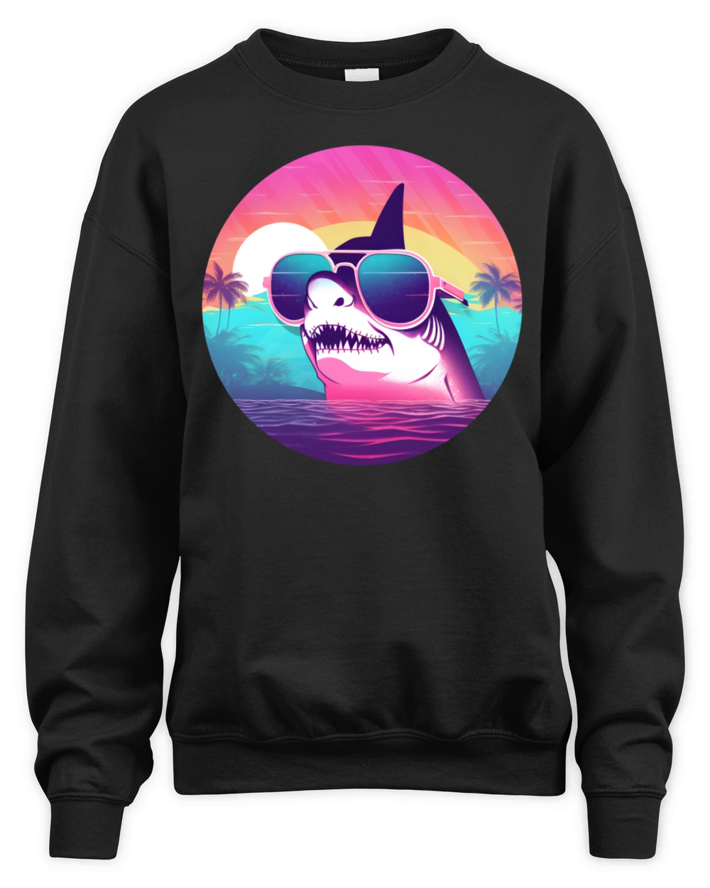 80s 90s Style Retro Shark Lovers Unisex Premium Crewneck Sweatshirt