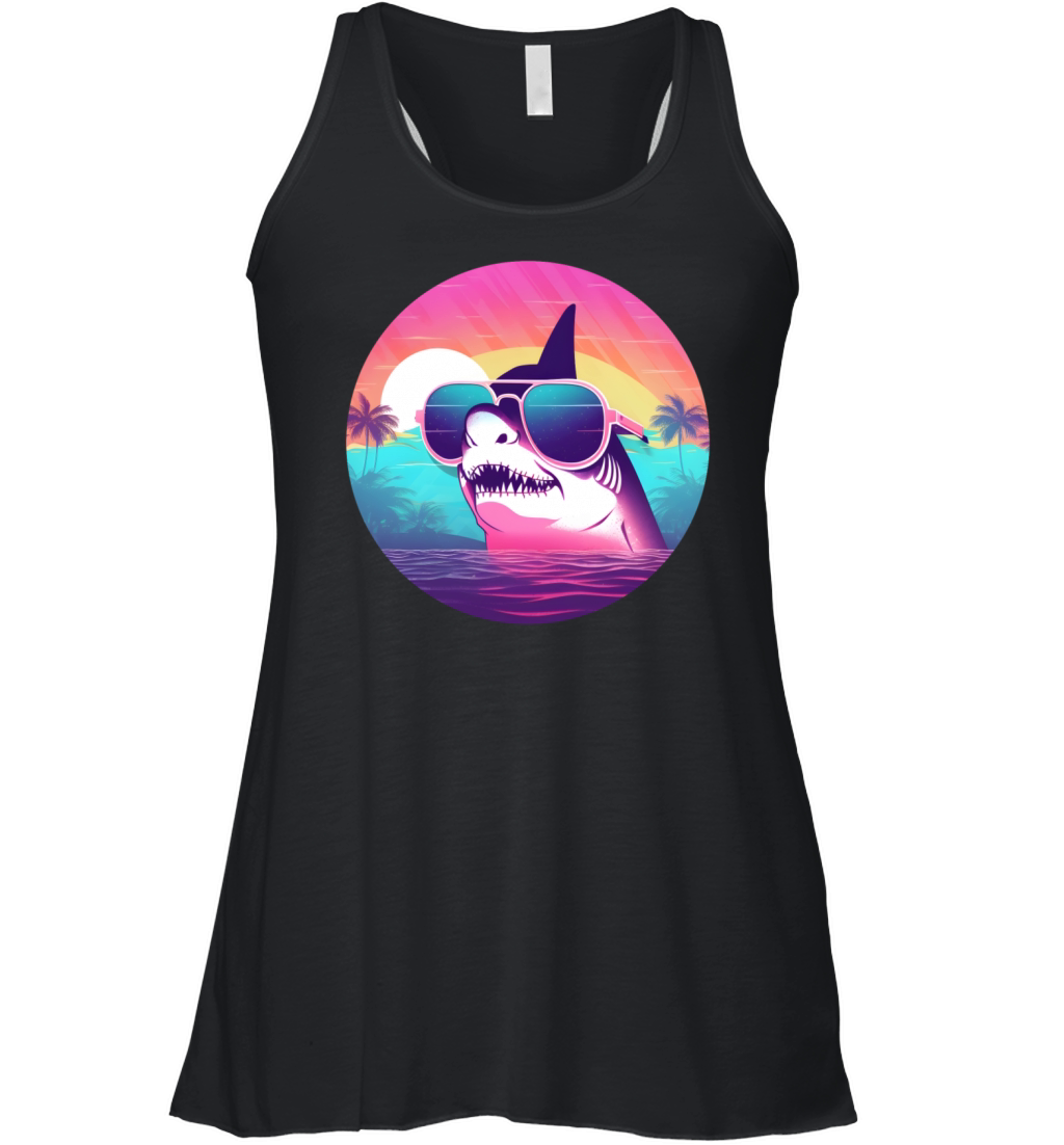 80s 90s Style Retro Shark Lovers Women's Flowy Tank Top